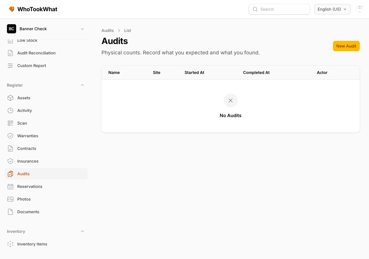 The Audits list